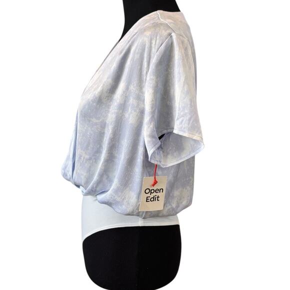 NEW OPEN EDIT NORDSTROM Short Sleeve Wrapped Bodysuit Size S - Picture 3 of 5